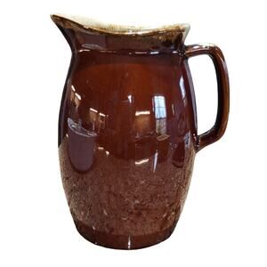 Vintage Brown Drip Pitcher Ovenproof USA Pottery Glaze Pitcher 9 inch